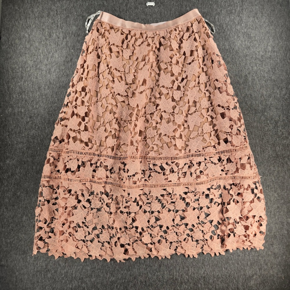 Missguided Skirt Womens 8 Pink Lace Overlay Midi A-Line Boho Romantic Festival